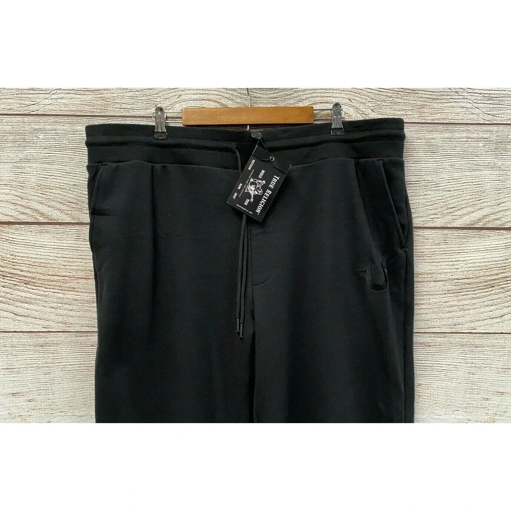 True Religion Jogger Pants Mens Size 3XL Black HS Fleece Jogger Pants New $119